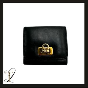 Salvatore Ferragamo Black Leather Gancini Coin Purse
